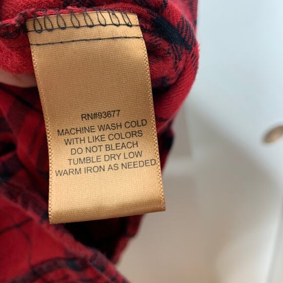 Vintage 90s St. John's Bay men's red plaid flannel button down shirt Large Tall - Picture 6 of 6